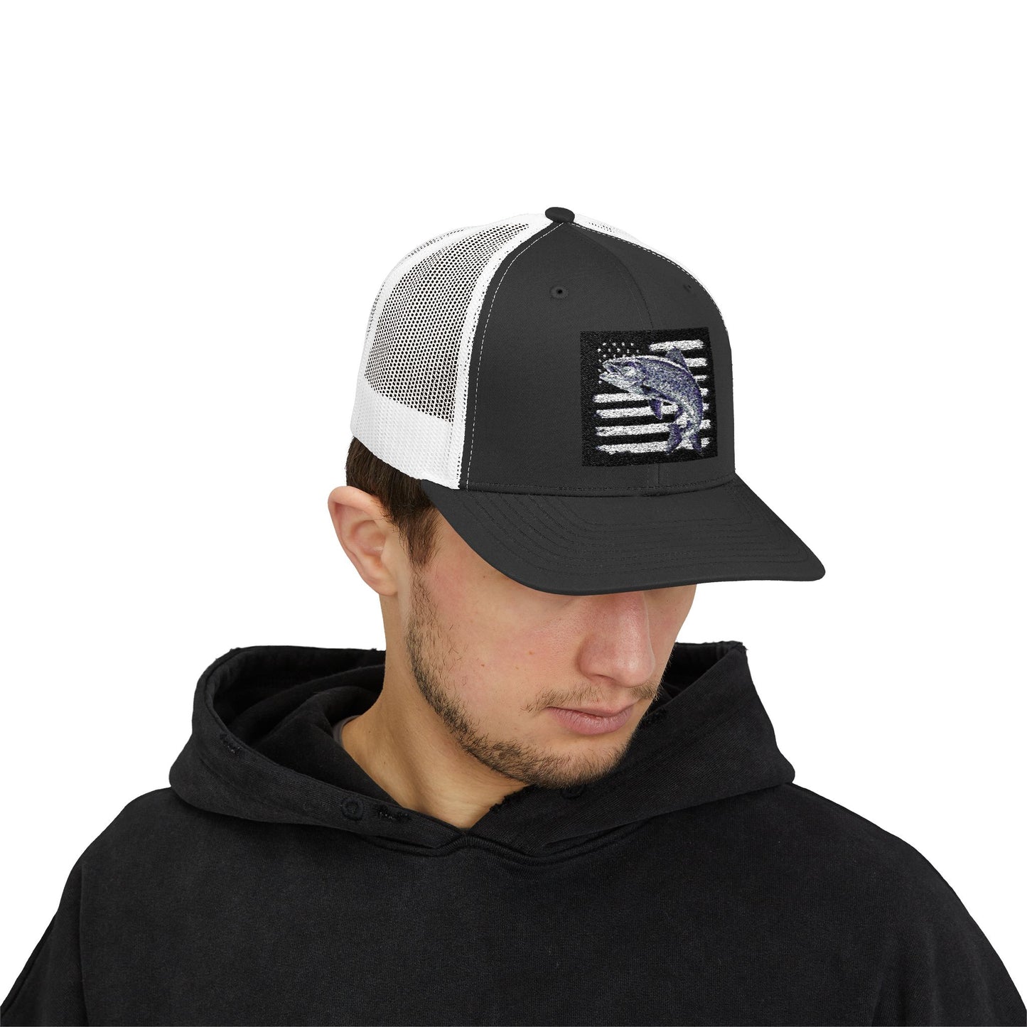 Patriotic Fish Snapback Trucker Cap - Perfect for Fishing Enthusiasts