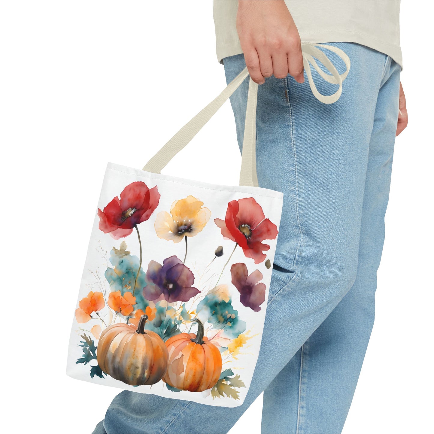 Autumn Floral Tote Bag, Fall Shopper, Flower Gift Bag, Eco-Friendly Carryall, Seasonal Market Tote - Perfect for Thanksgiving & Everyday Use