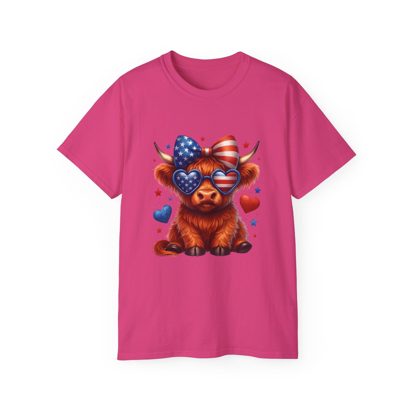 Highland Cow Patriotic Tee