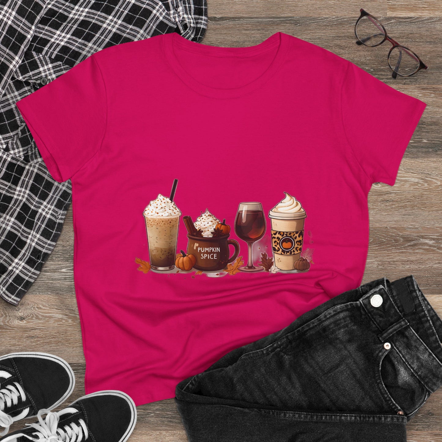 Autumnal Coffee-Themed Women's T-Shirt, Cozy Fall Tee, Pumpkin Spice Lovers Gift, Casual Everyday Wear, Thanksgiving Top