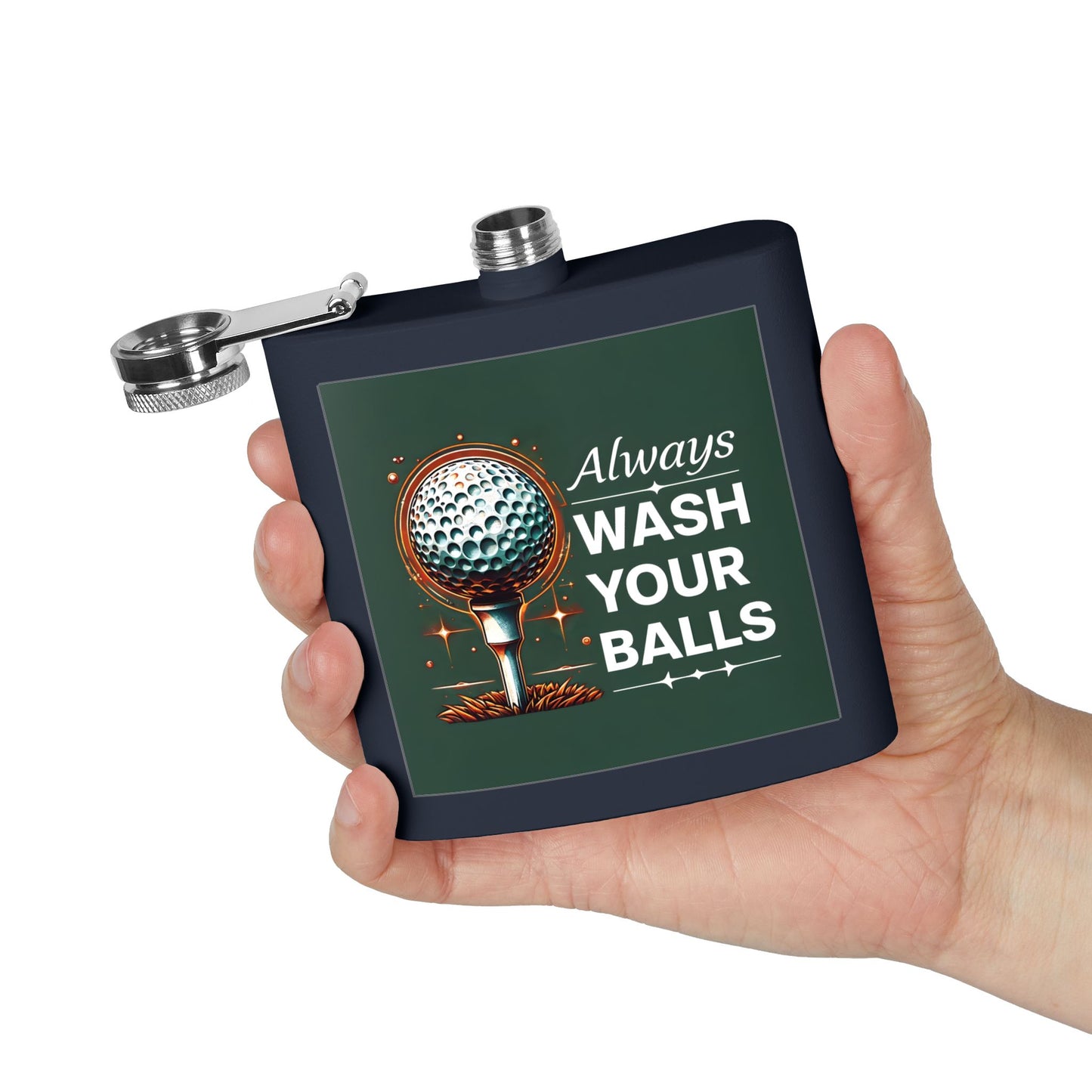 Golf-Inspired Stainless Steel Flask - Always Wash Your Balls
