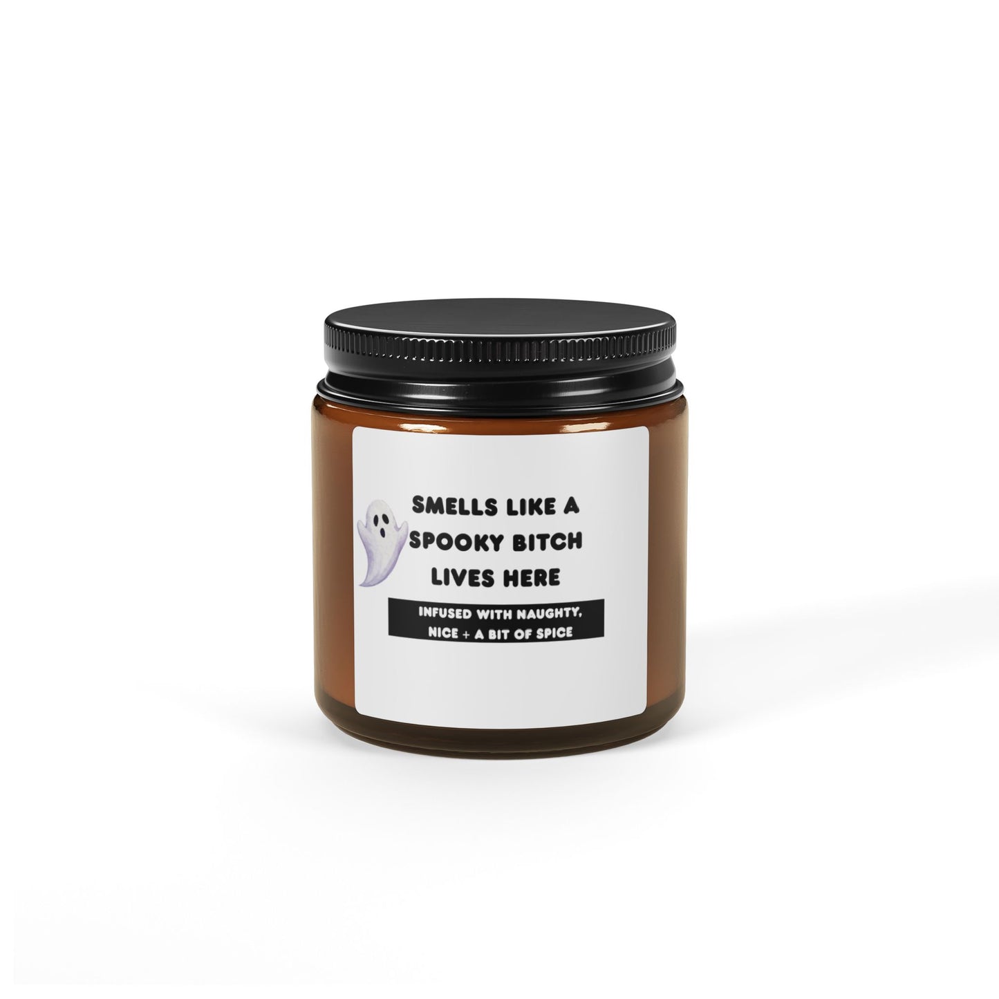 Spooky Scented Candle, Smells Like A Spoooky Bitch, Halloween Decor, Gift for Her, Amber Jar Candle, Home Fragrance, Cozy Vibe