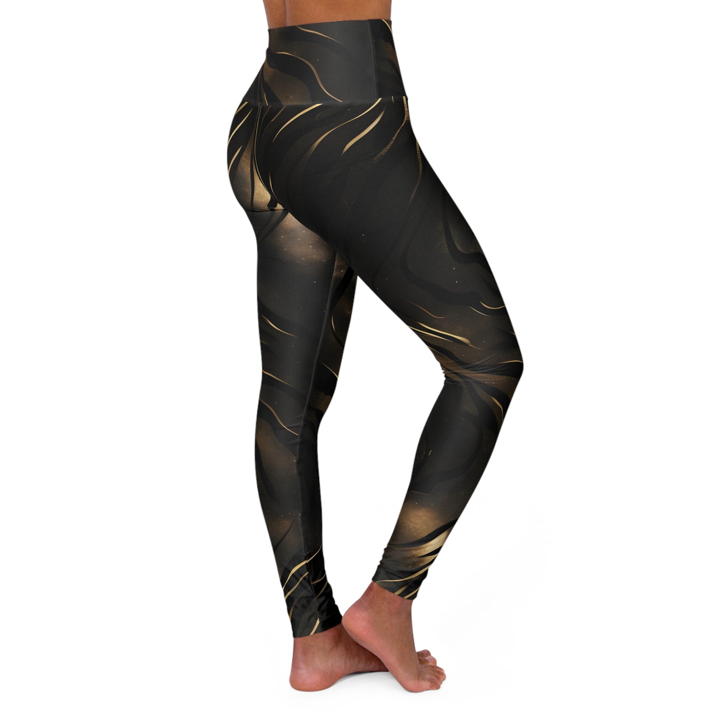 Yoga Leggings - Black and Gold Design