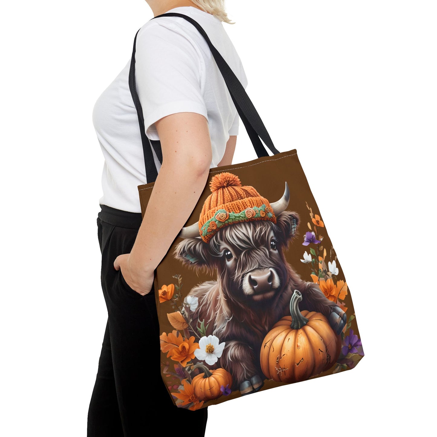 Adorable Cow Pumpkin Tote Bag, Fall Harvest Bag, Animal Lover Gift, Autumn Decor, Festival Essentials, Eco-Friendly Shopping