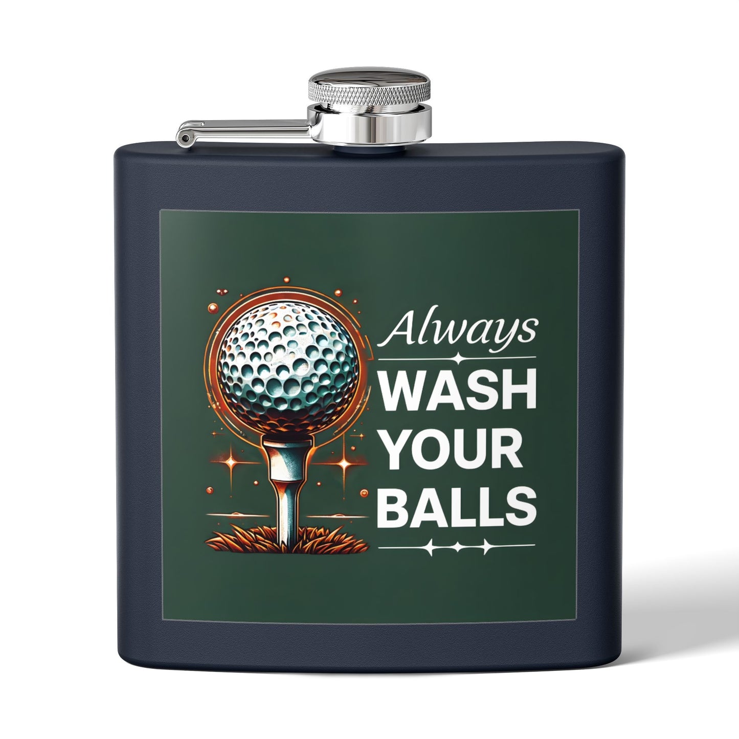 Golf-Inspired Stainless Steel Flask - Always Wash Your Balls
