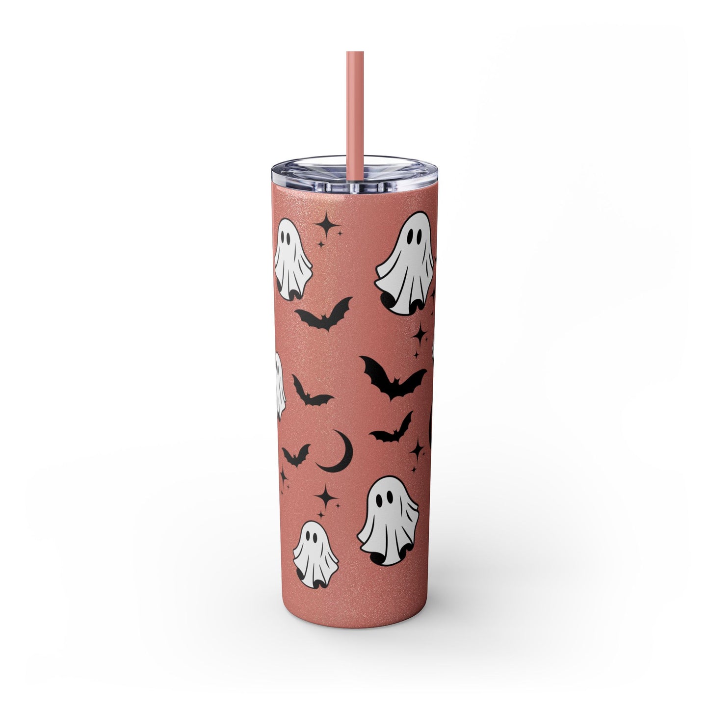Personalized Ghost Tumbler, 20oz Halloween Skinny Tumbler with Straw, Cute Halloween Gift, Custom Drinkware for Fall Celebrations