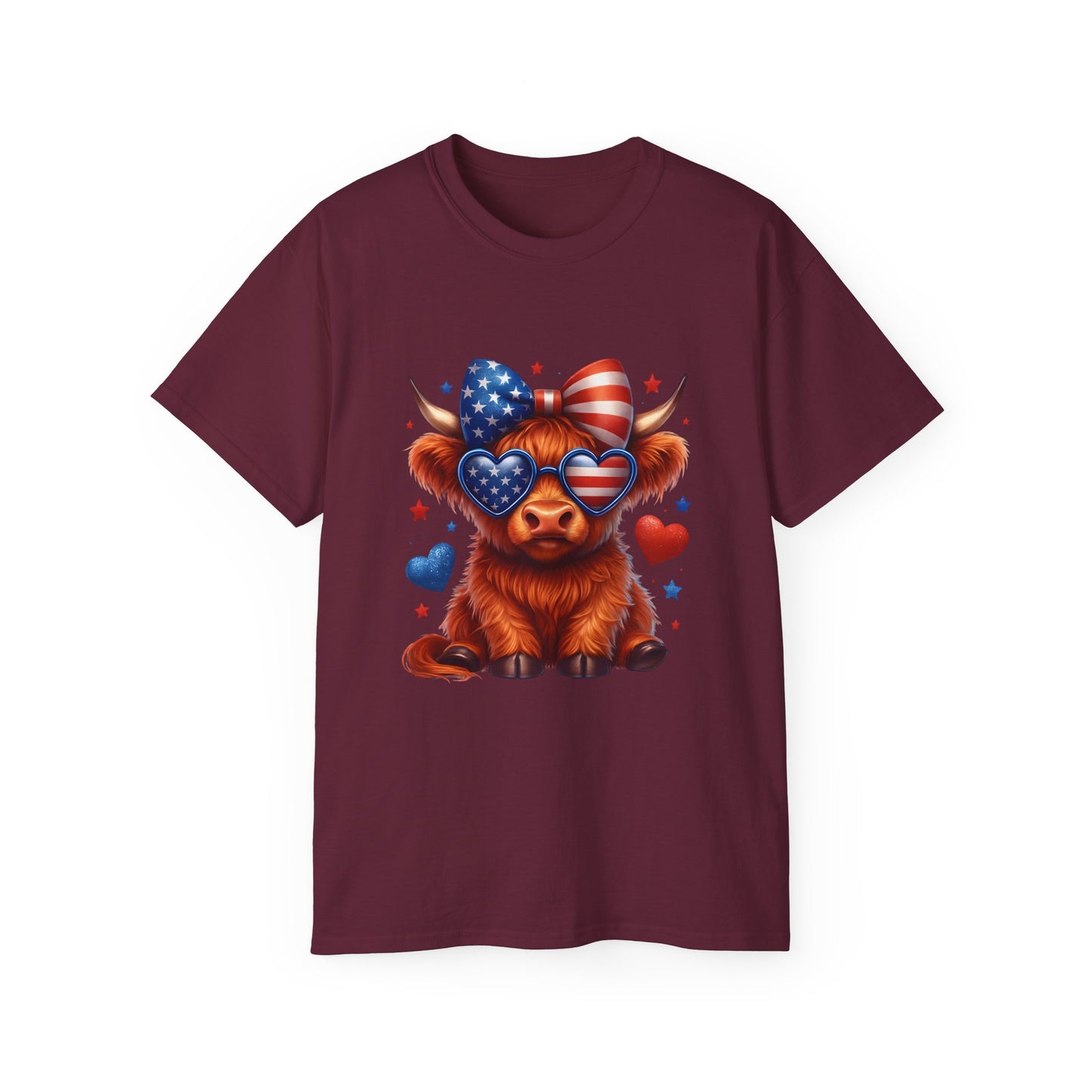 Highland Cow Patriotic Tee