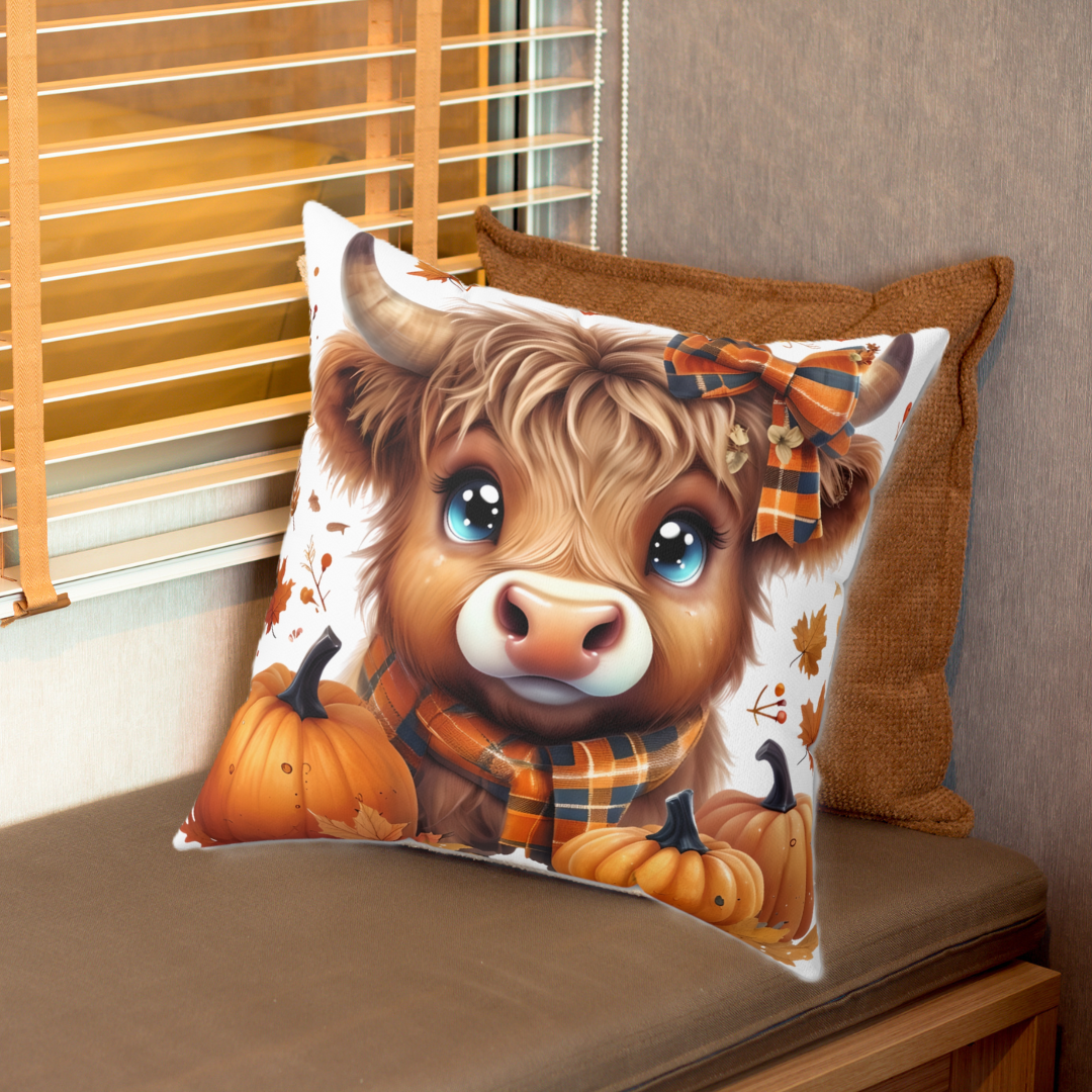 Cozy Autumn Cow Pillow, Fall Decor, Farmhouse Accent, Harvest Gift, Thanksgiving Homeware
