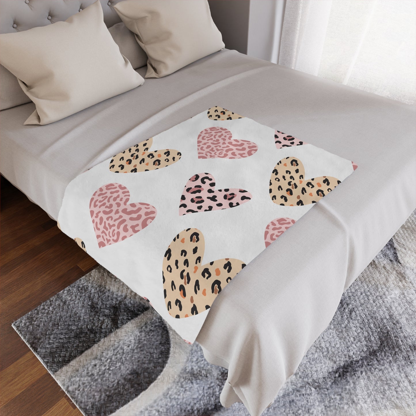 Heart Pattern Baby Blanket, Cozy Minky Throw, Nursery Decor, Soft Infant Bedding, Baby Shower Gift