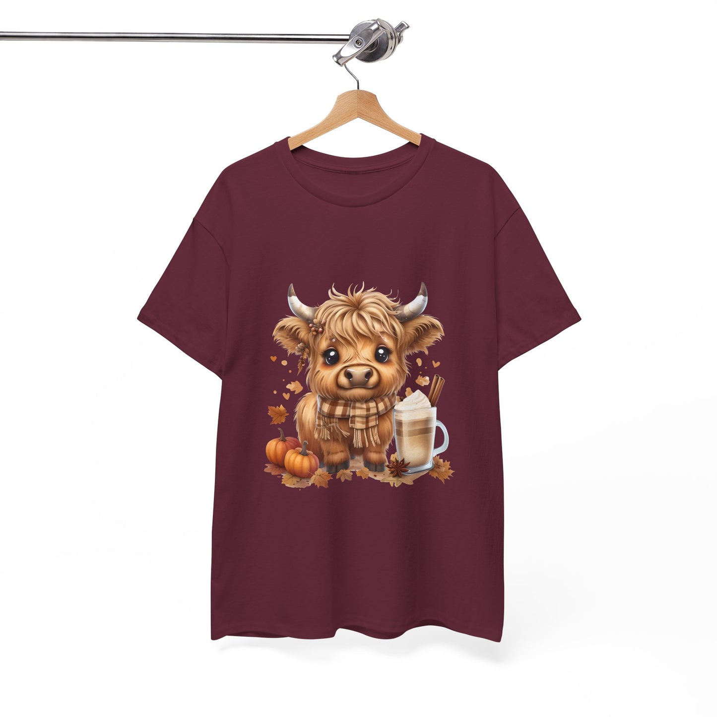 Cute Fall Harvest Cow Tee, Unisex Heavy Cotton T-Shirt, Autumn Shirt, Halloween Gift, Farm Animal Top, Cozy Seasonal Apparel