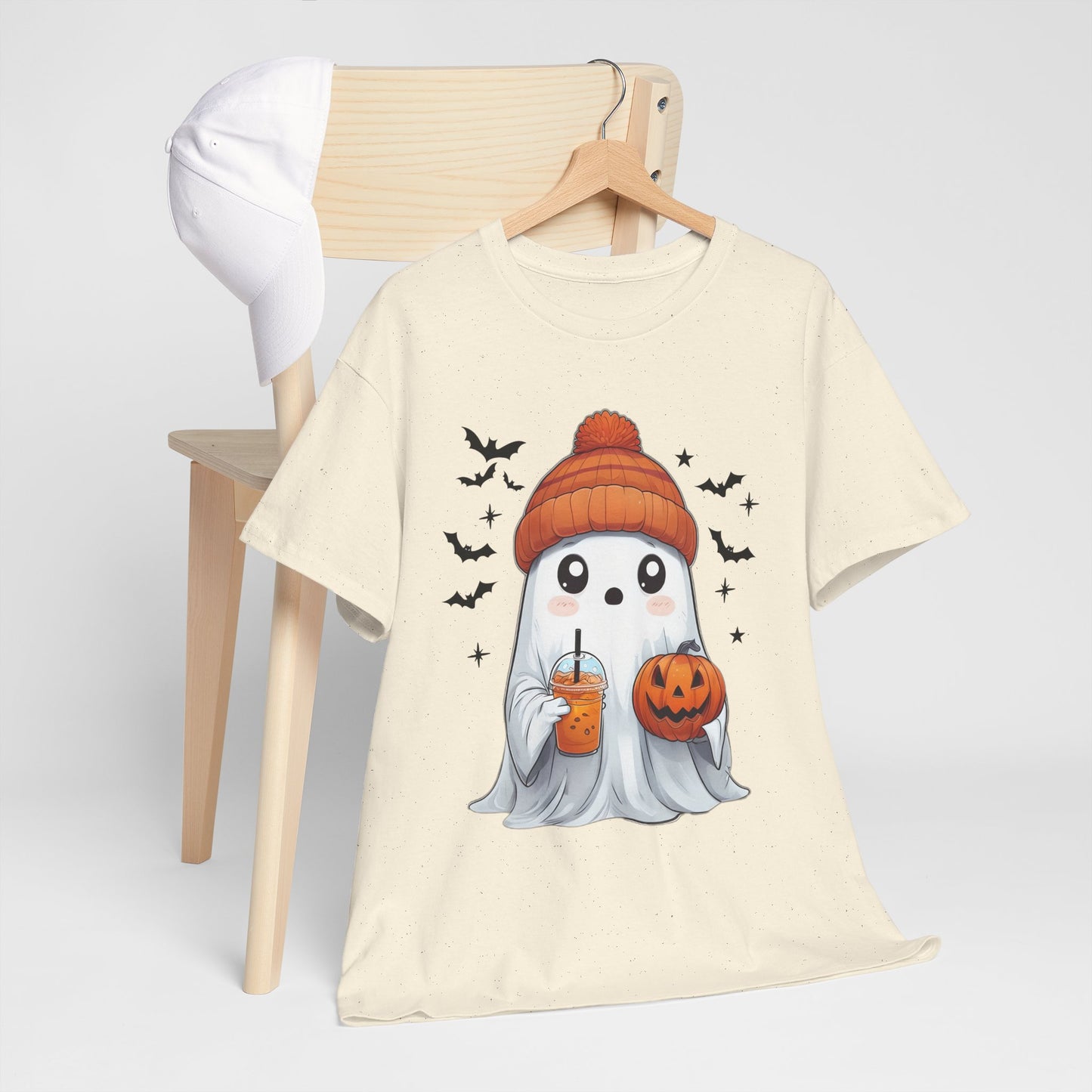Halloween Ghost Unisex Heavy Cotton Tee, Cute Ghost Shirt, Fall Fashion, Halloween Costume, Spooky Season Apparel, Pumpkin Tee