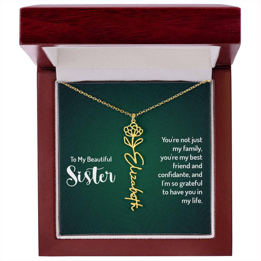 Sisters by Heart β Custom Birth Flower Name Necklace