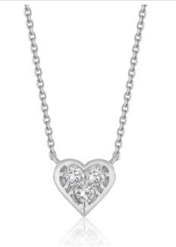 Diamond Heart Design Pendant in 14k White Gold