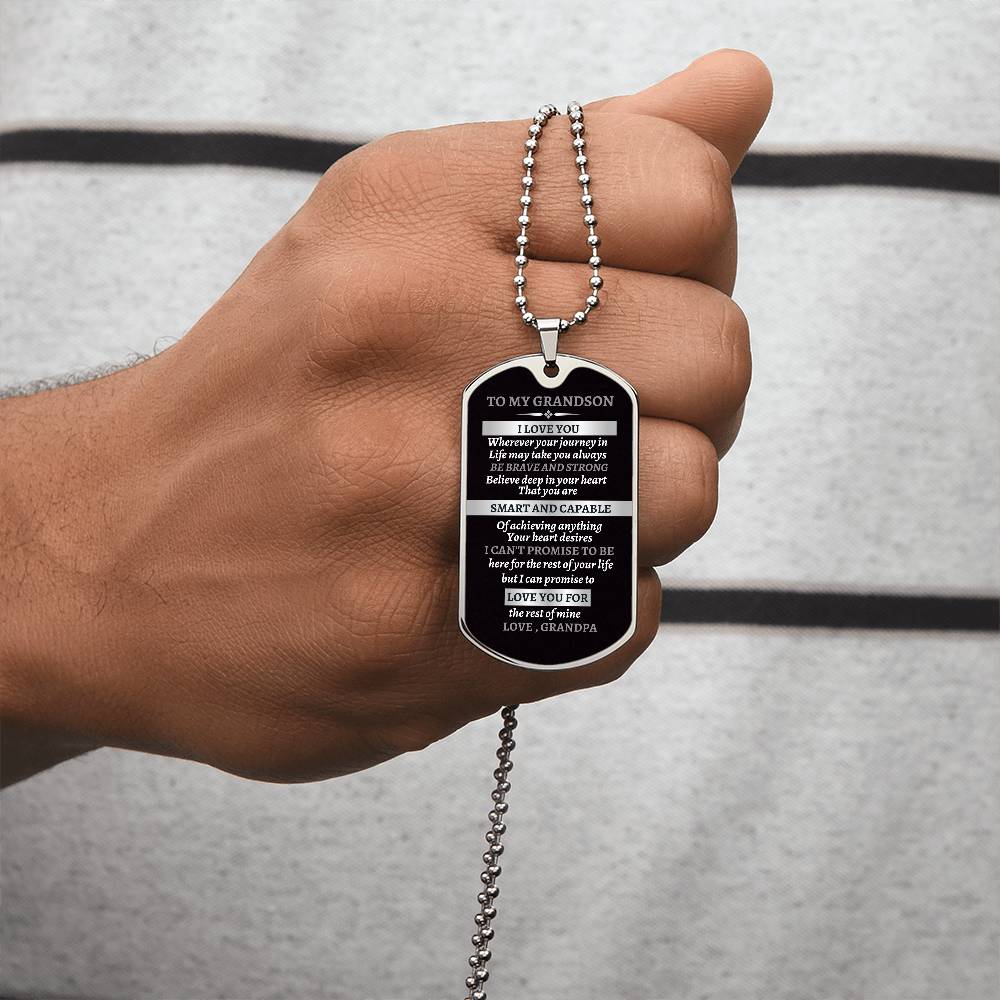To My Grandson Dog Tag Necklace from Grandpa
