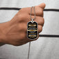 Dog Tag Necklace for Grandson from Grandpa with gold design