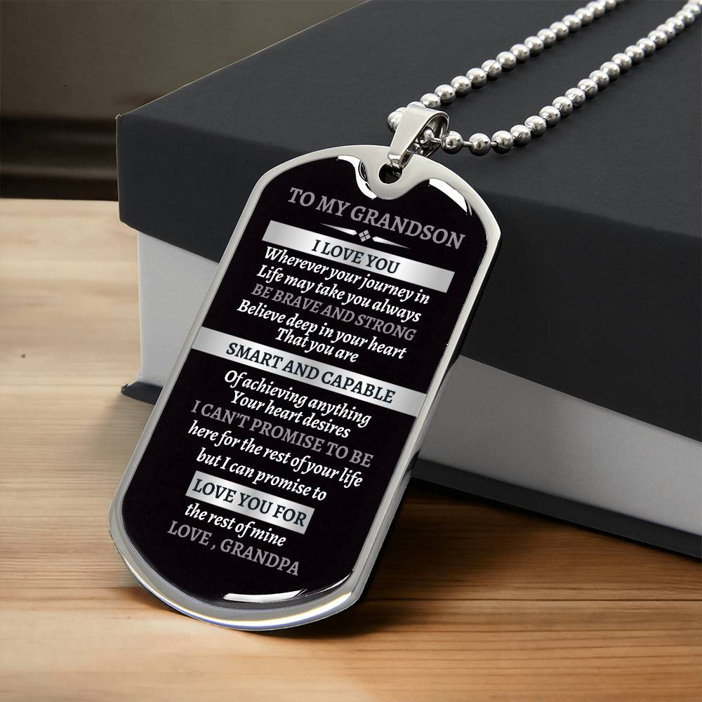 To My Grandson Dog Tag Necklace from Grandpa