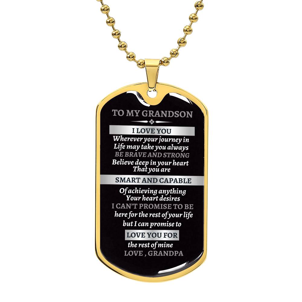 To My Grandson Dog Tag Necklace from Grandpa