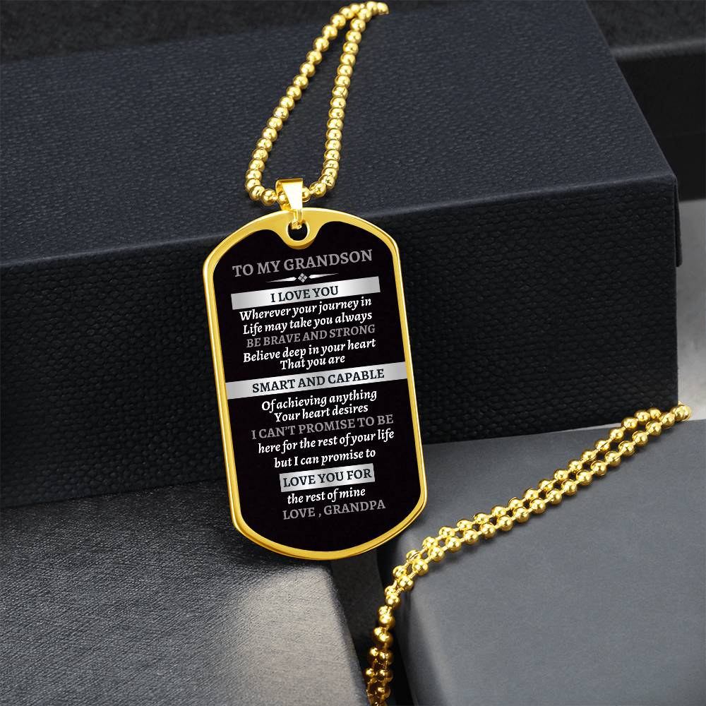 To My Grandson Dog Tag Necklace from Grandpa