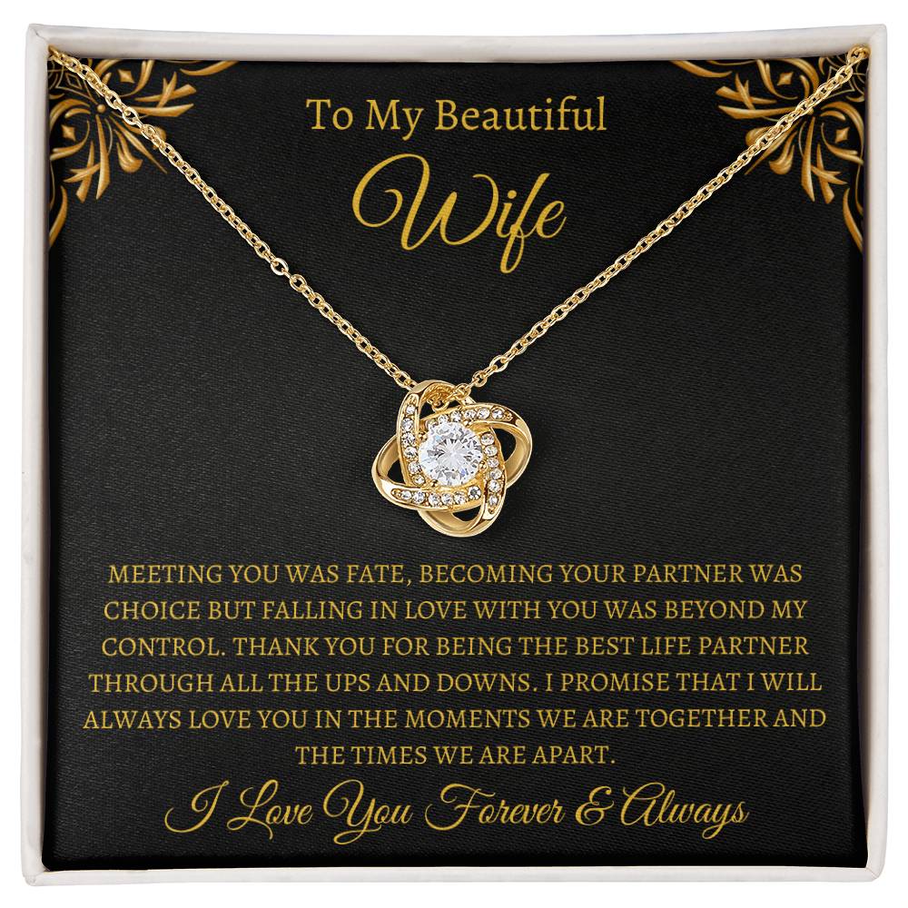 To My Beautiful Wife Love Knot Necklace