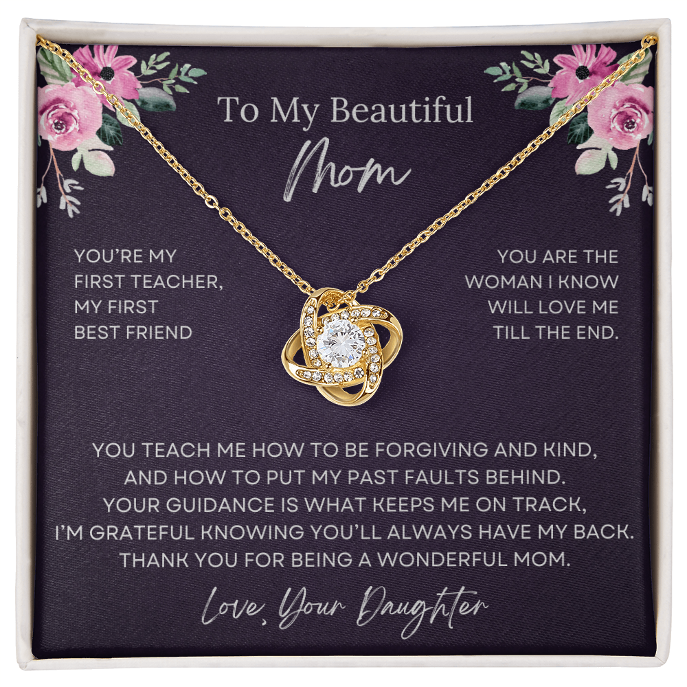 To My Beautiful Mom Love Knot Necklace from Daughter