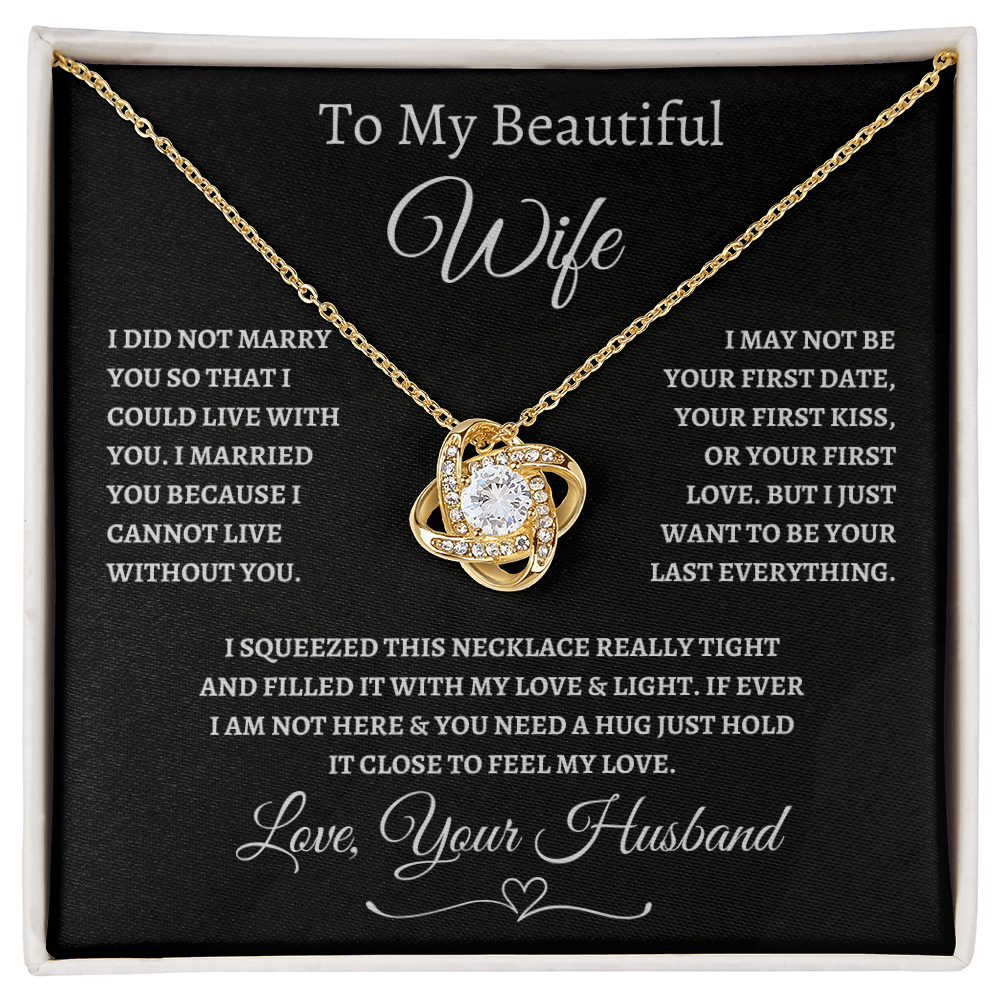 Wife Necklace – Love Knot Pendant with Heartfelt Message