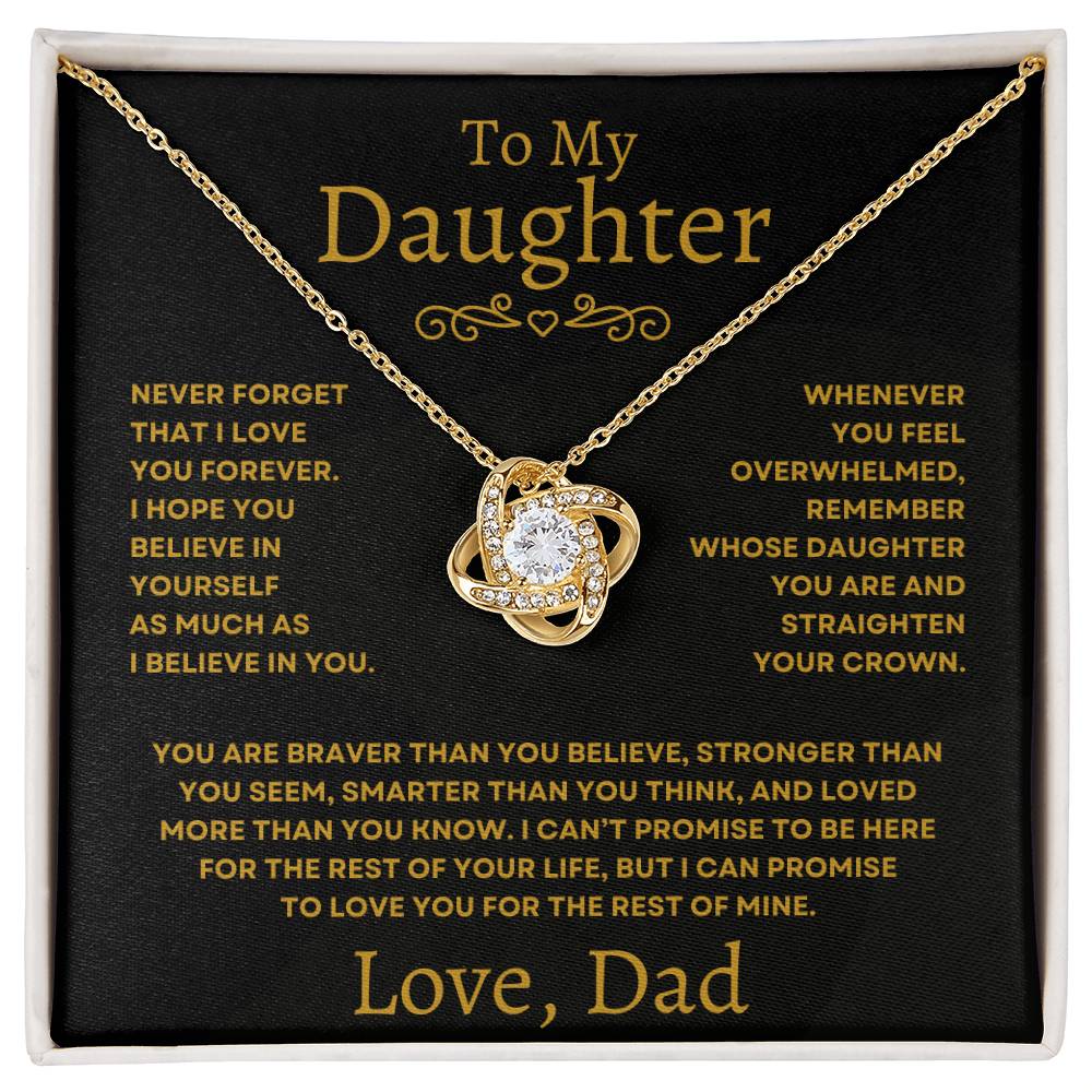 To My Daughter Necklace from Dad – Love Knot Pendant Gift for Daughter