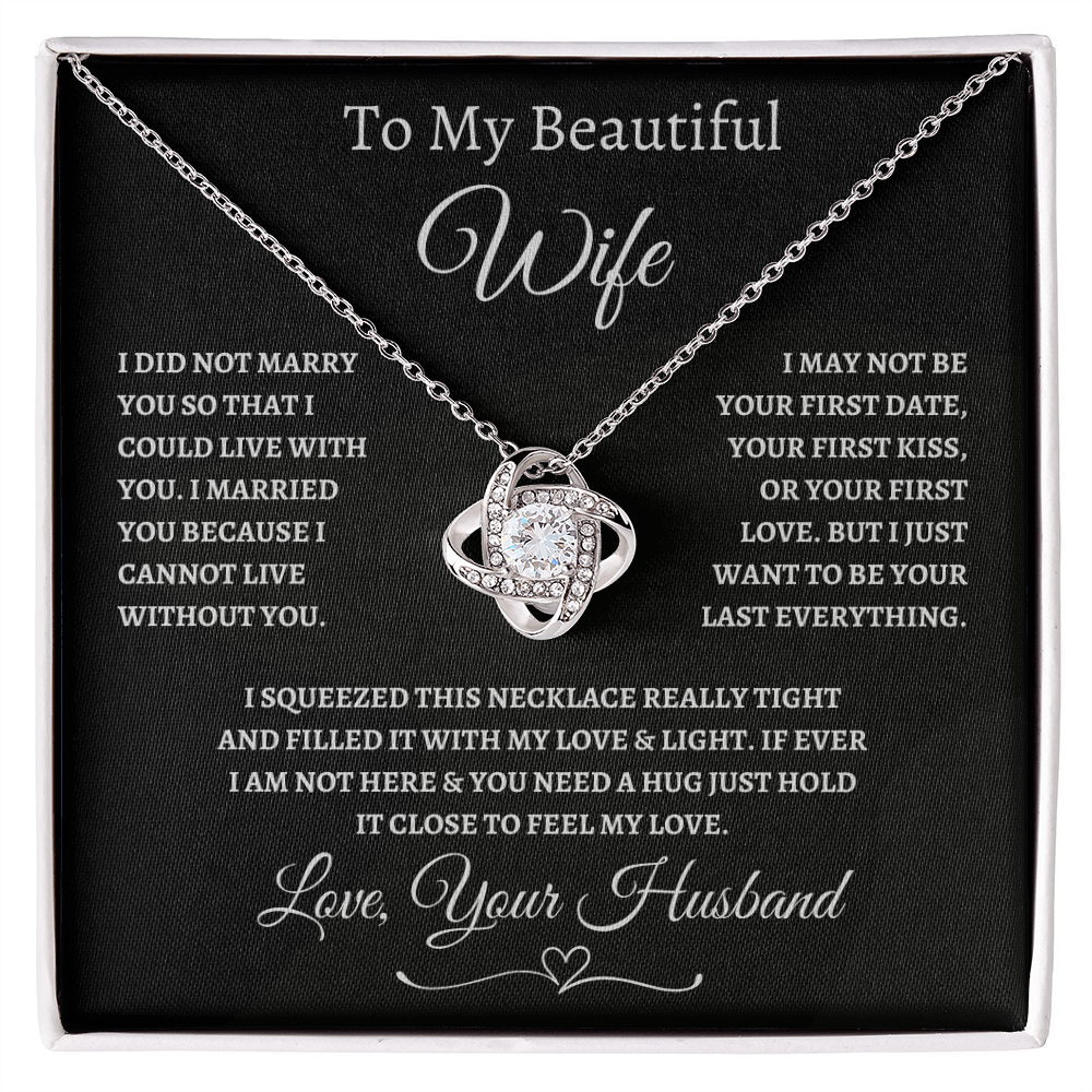 Wife Necklace – Love Knot Pendant with Heartfelt Message