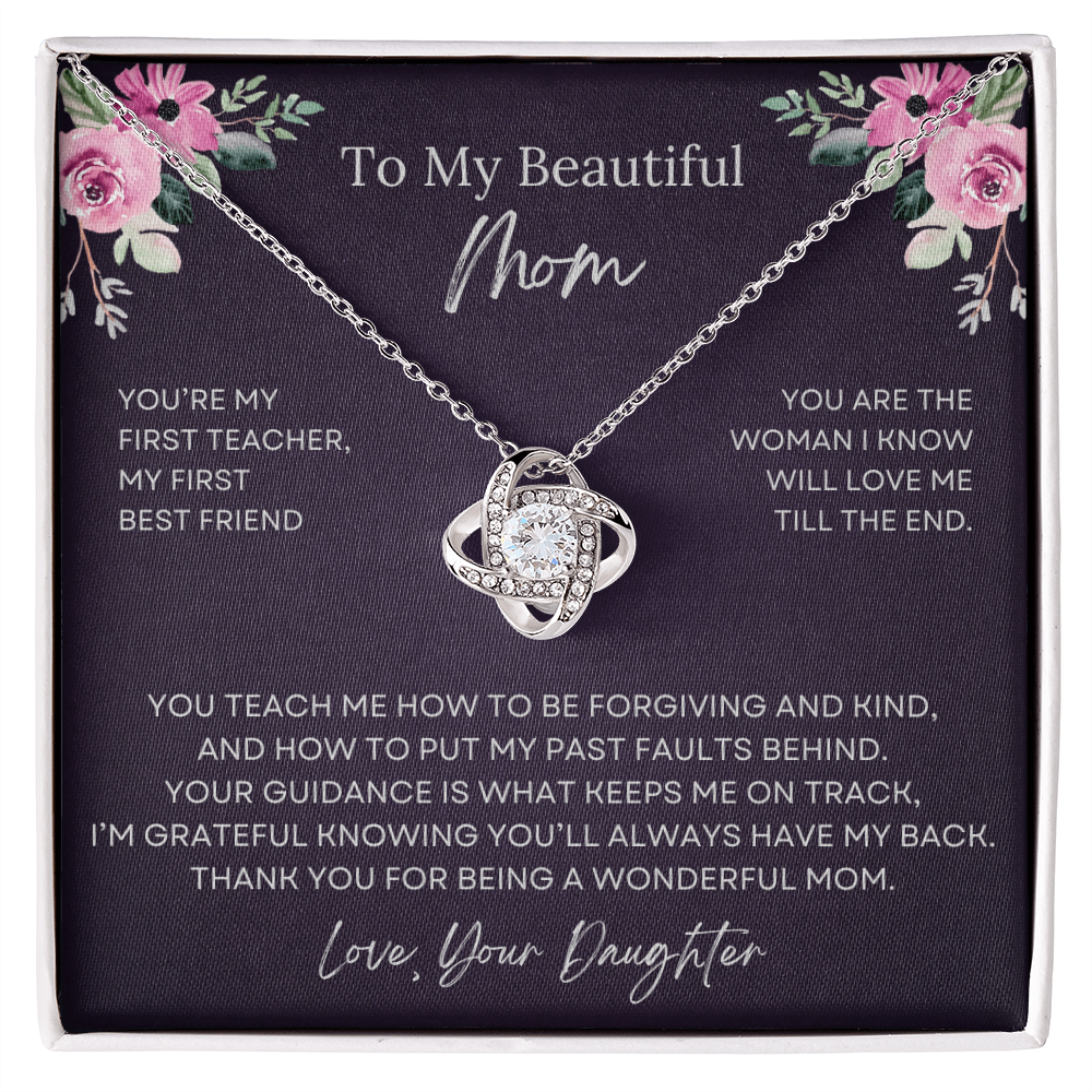 To My Beautiful Mom Love Knot Necklace from Daughter