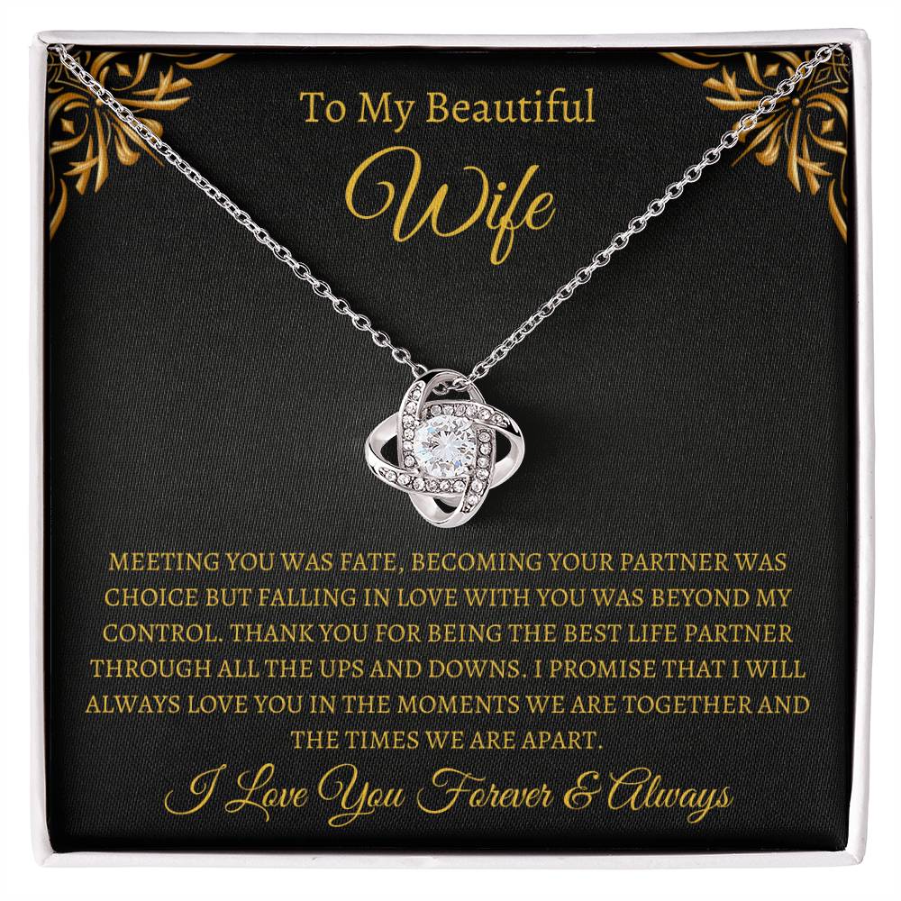 To My Beautiful Wife Love Knot Necklace