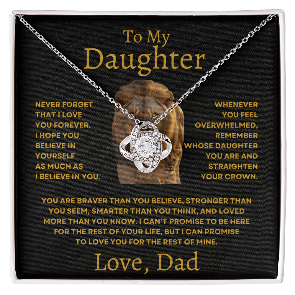 To My Daughter Love Knot Necklace
