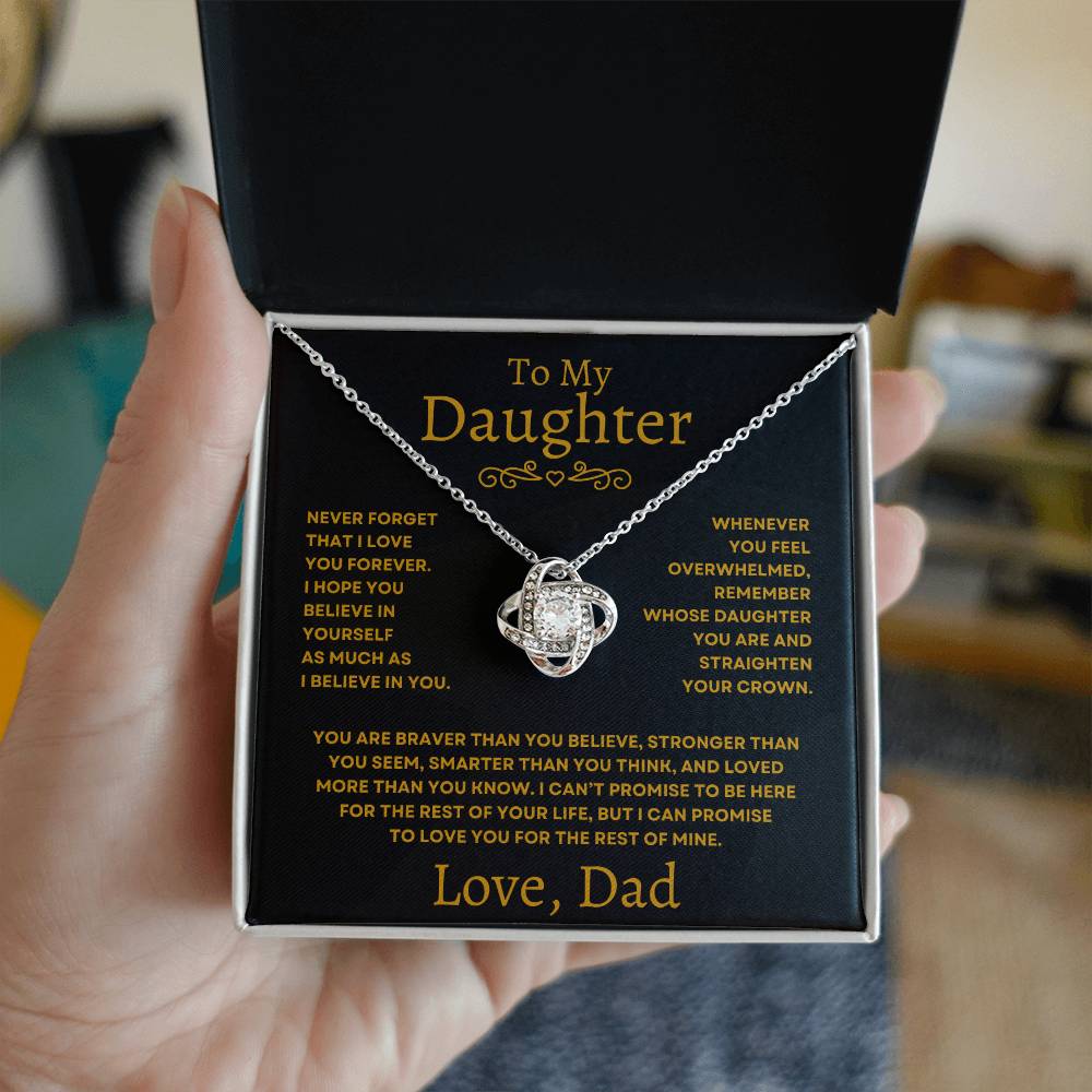 To My Daughter Necklace from Dad – Love Knot Pendant Gift for Daughter