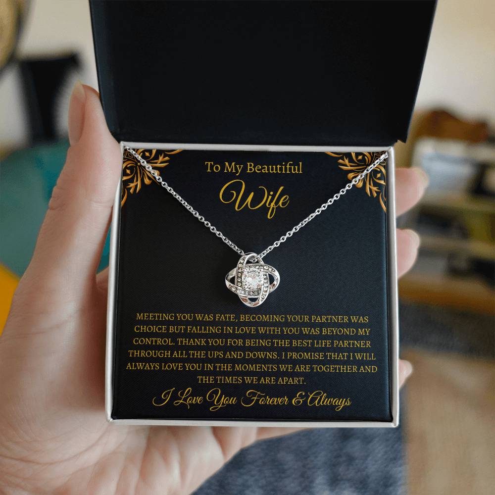 To My Beautiful Wife Love Knot Necklace