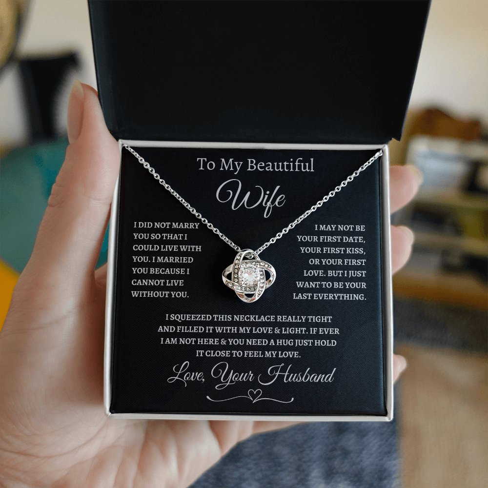Wife Necklace – Love Knot Pendant with Heartfelt Message