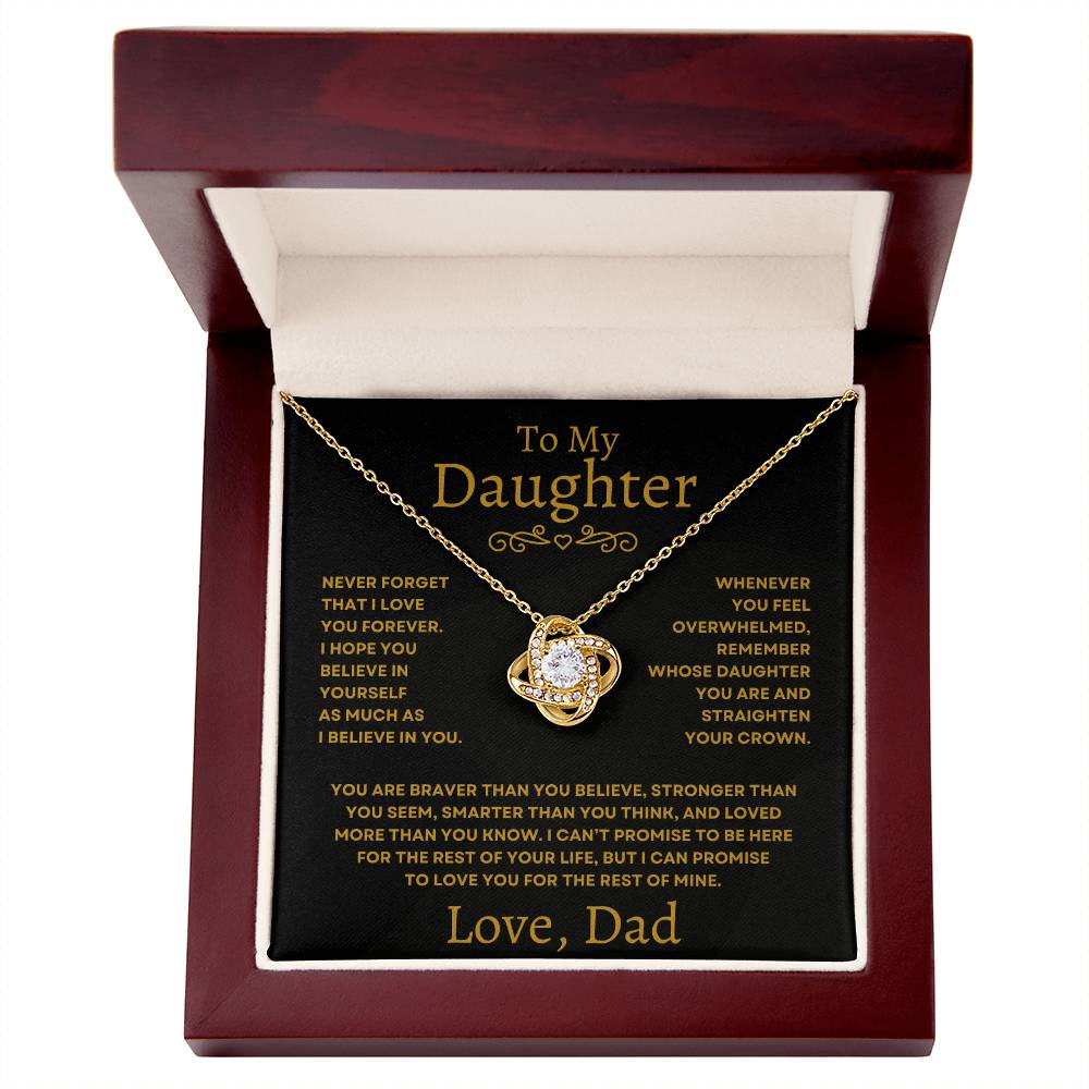 To My Daughter Necklace from Dad – Love Knot Pendant Gift for Daughter
