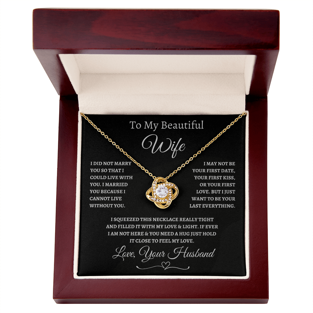 Wife Necklace – Love Knot Pendant with Heartfelt Message