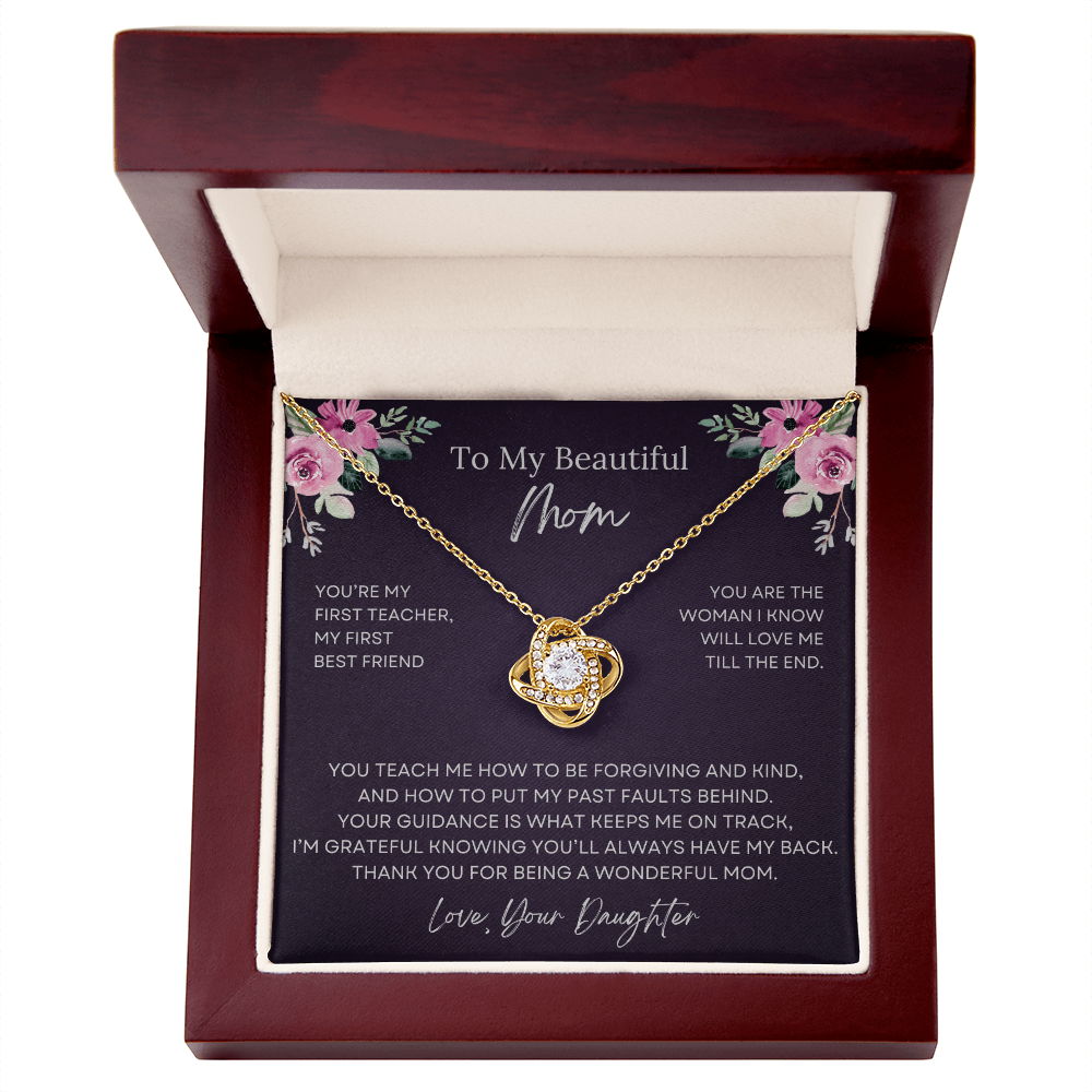 To My Beautiful Mom Love Knot Necklace from Daughter