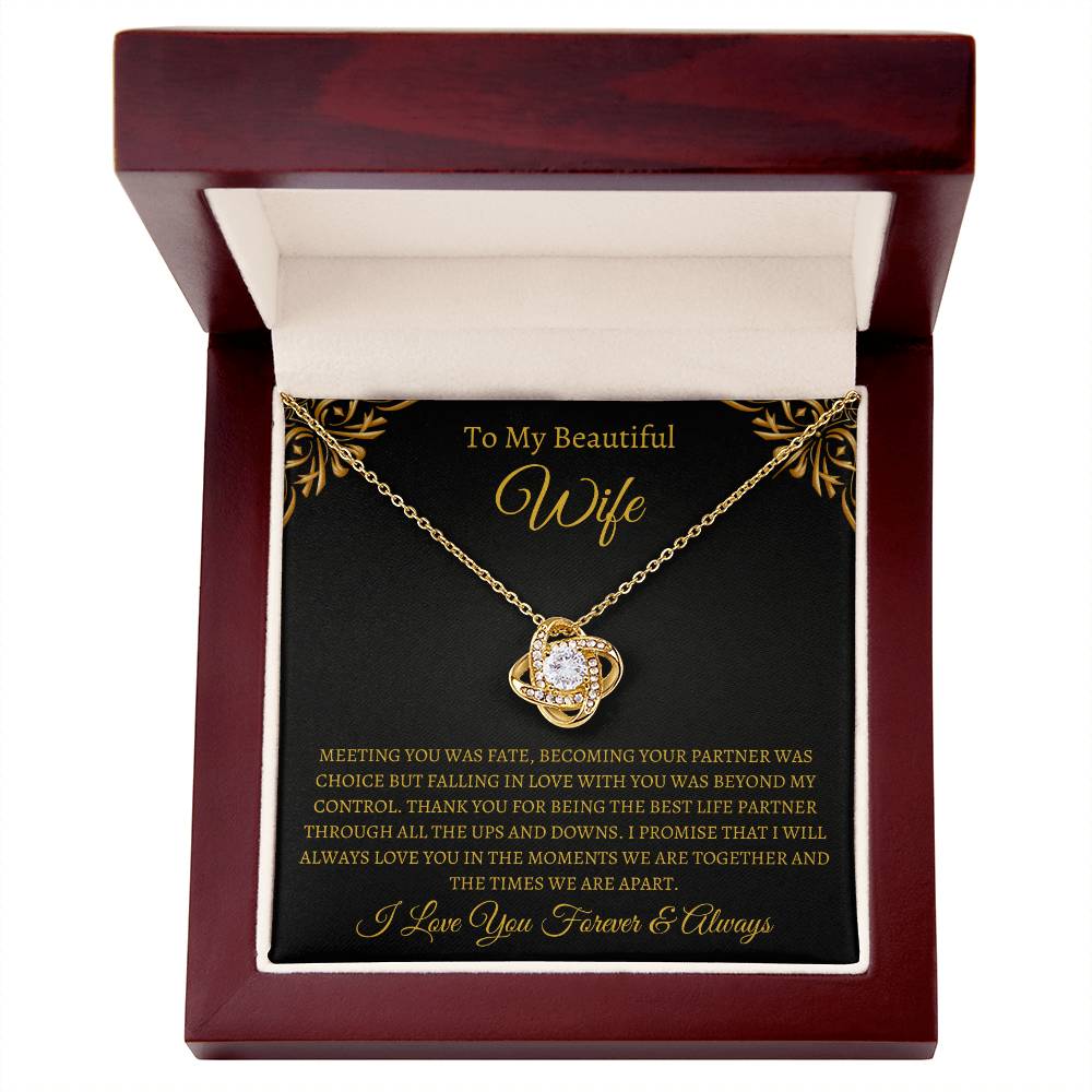 To My Beautiful Wife Love Knot Necklace