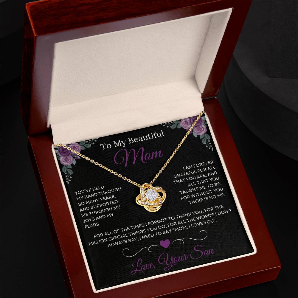 To My Beautiful Mom Love Knot Necklace from Son