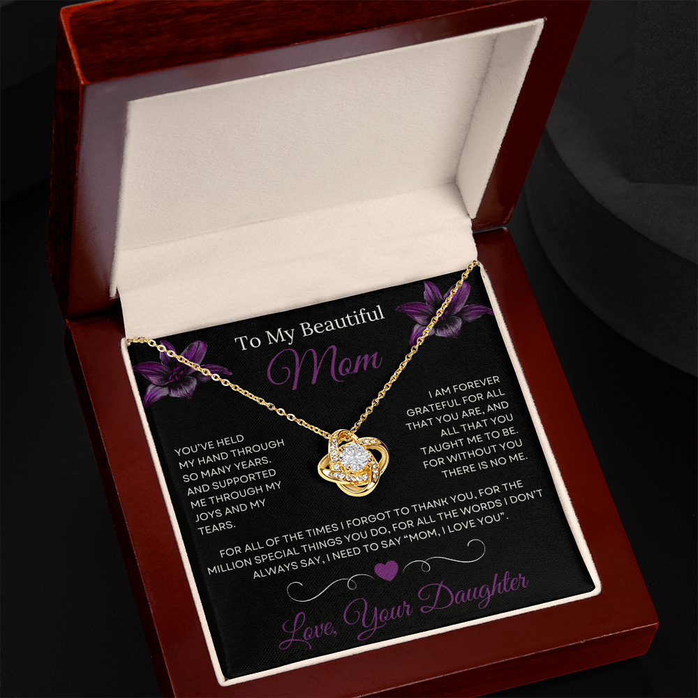 To My Beautiful Mom Love Knot Necklace