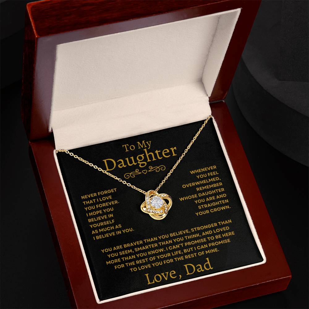 To My Daughter Necklace from Dad – Love Knot Pendant Gift for Daughter