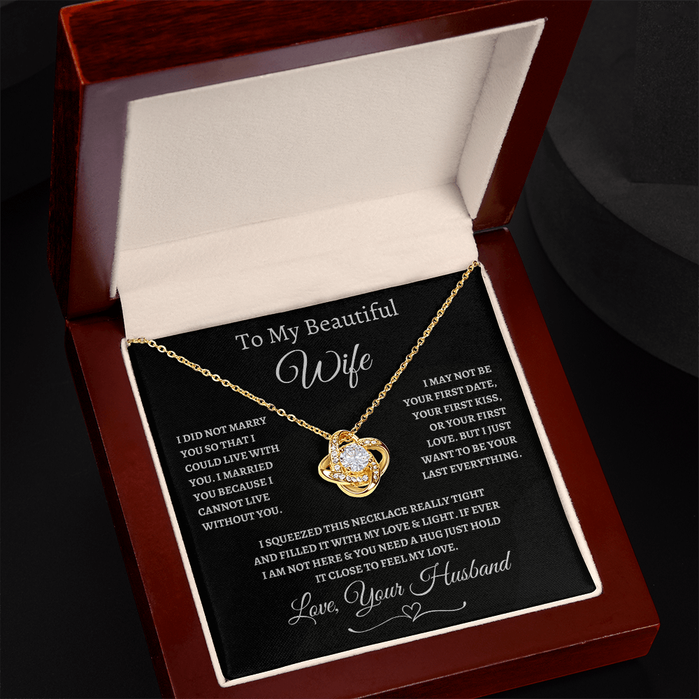 Wife Necklace – Love Knot Pendant with Heartfelt Message