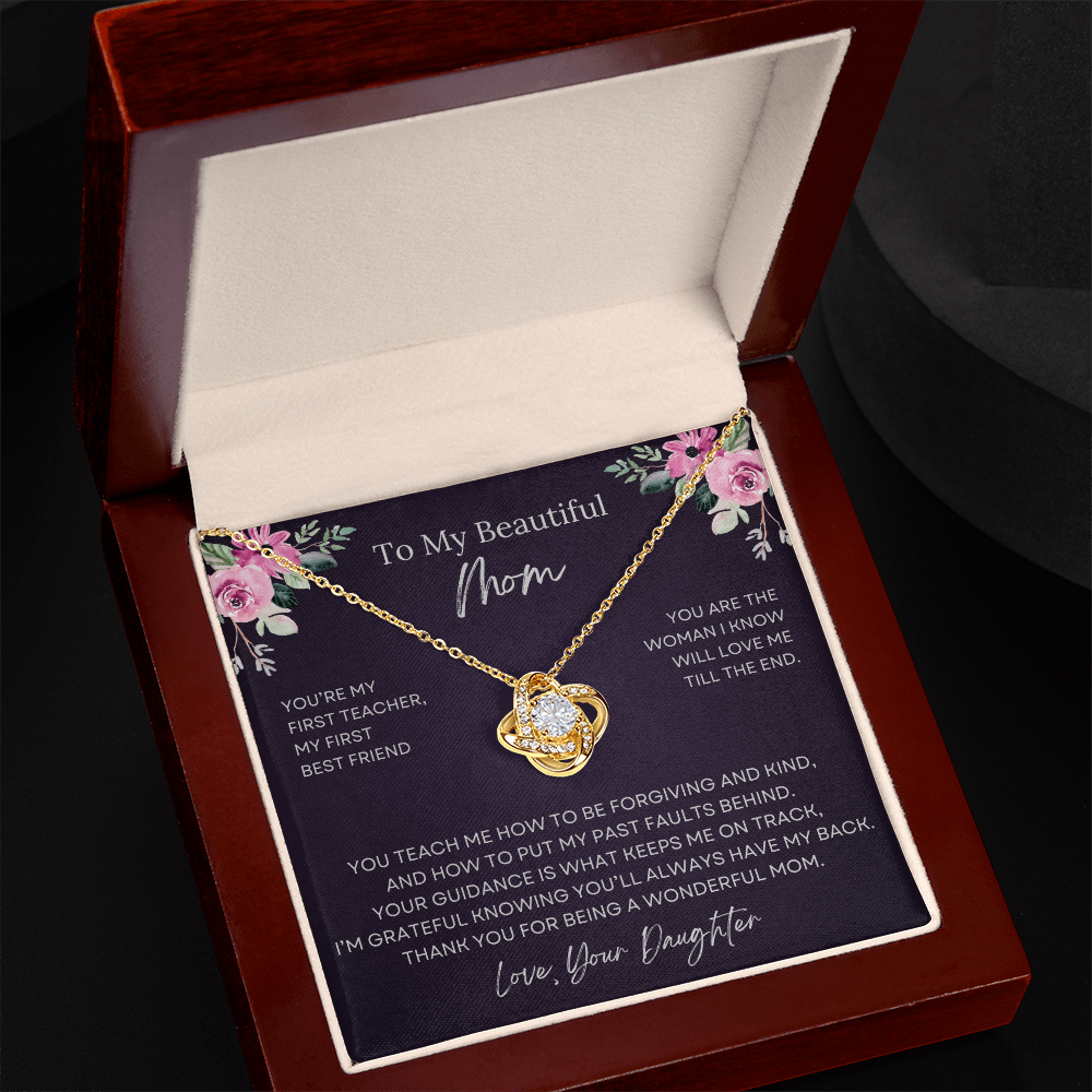 To My Beautiful Mom Love Knot Necklace from Daughter