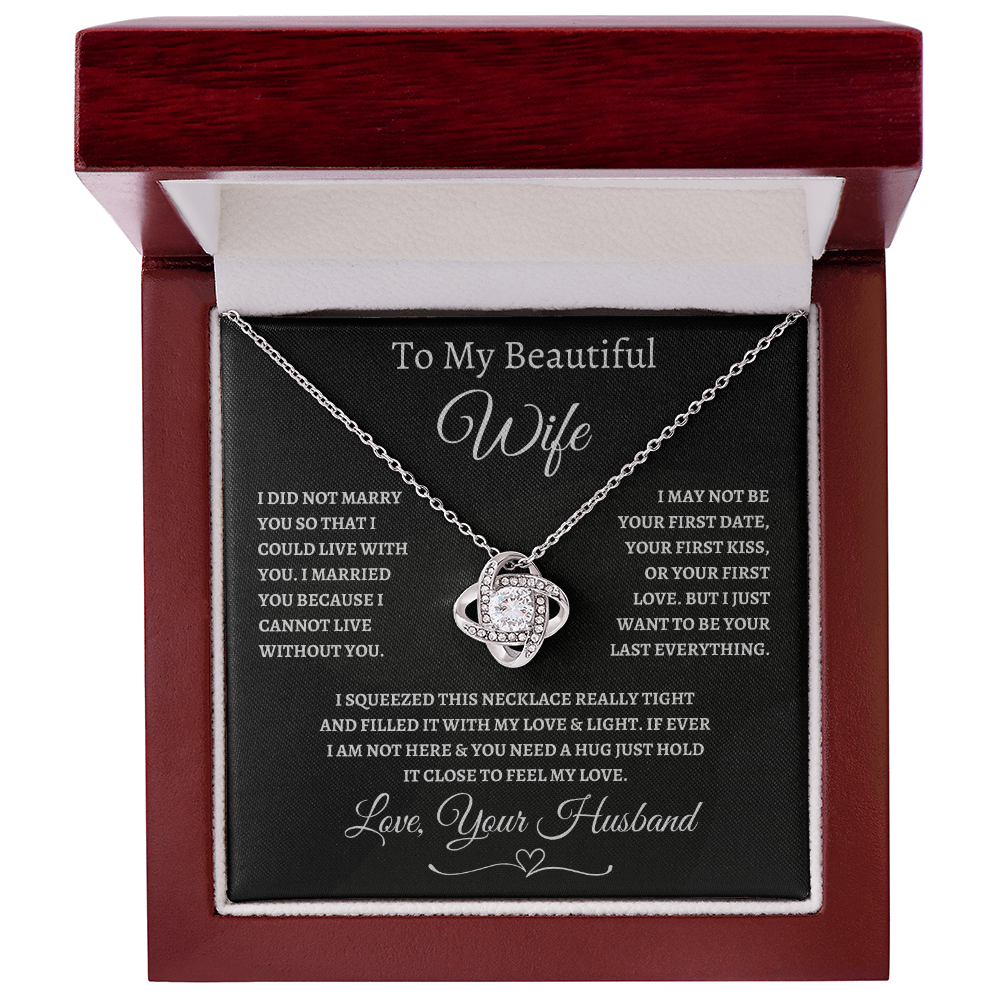Wife Necklace – Love Knot Pendant with Heartfelt Message