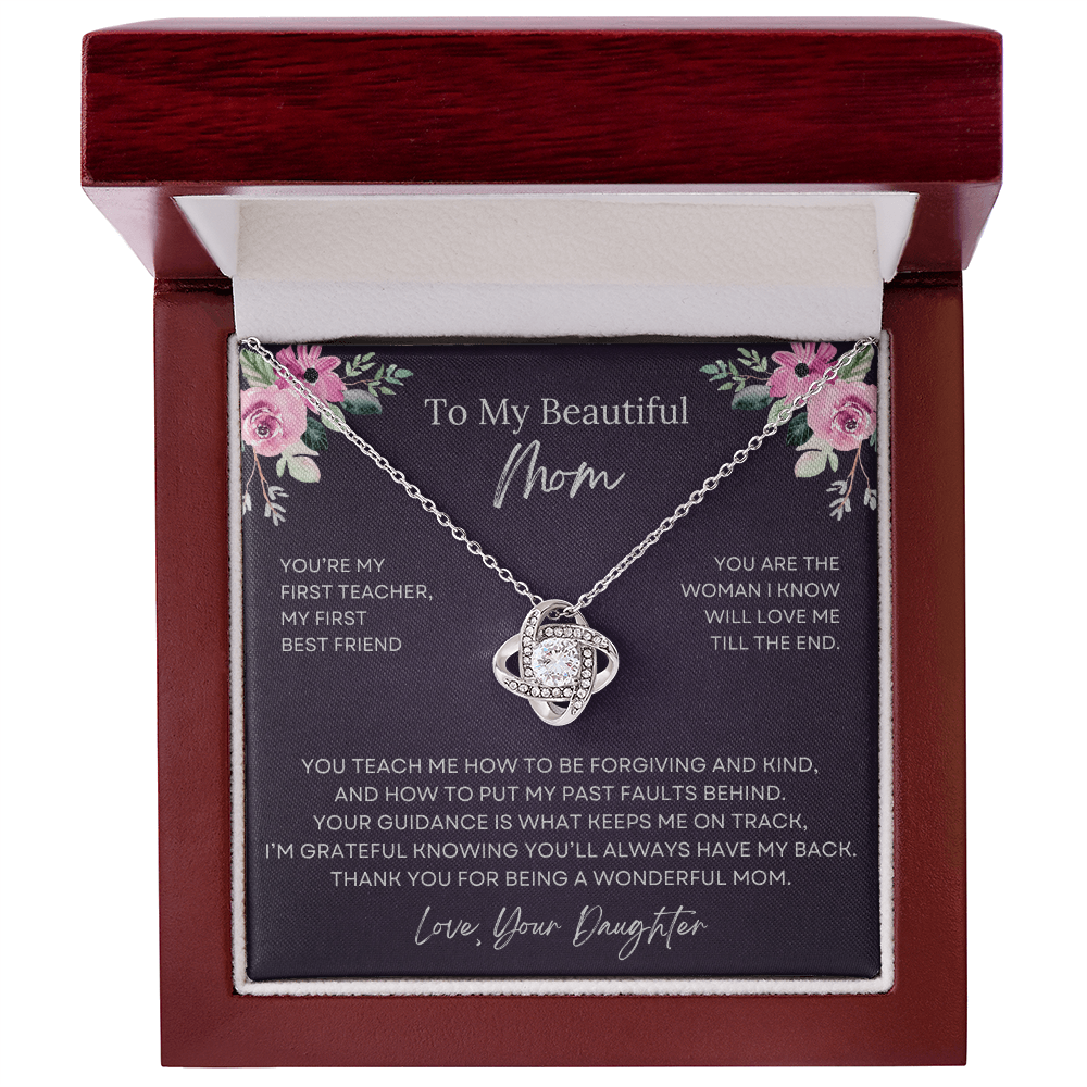 To My Beautiful Mom Love Knot Necklace from Daughter