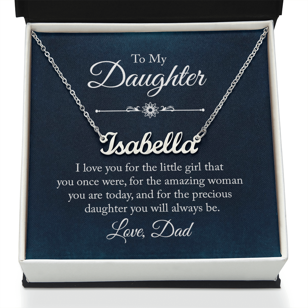 To My Beautiful Daughter – Personalized Name Necklace, A Heartfelt Gift from Dad