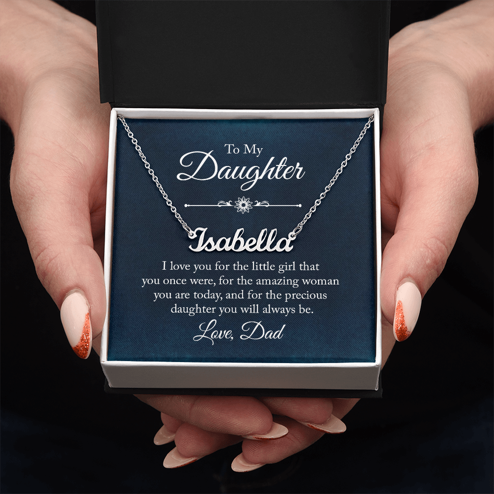 To My Beautiful Daughter – Personalized Name Necklace, A Heartfelt Gift from Dad