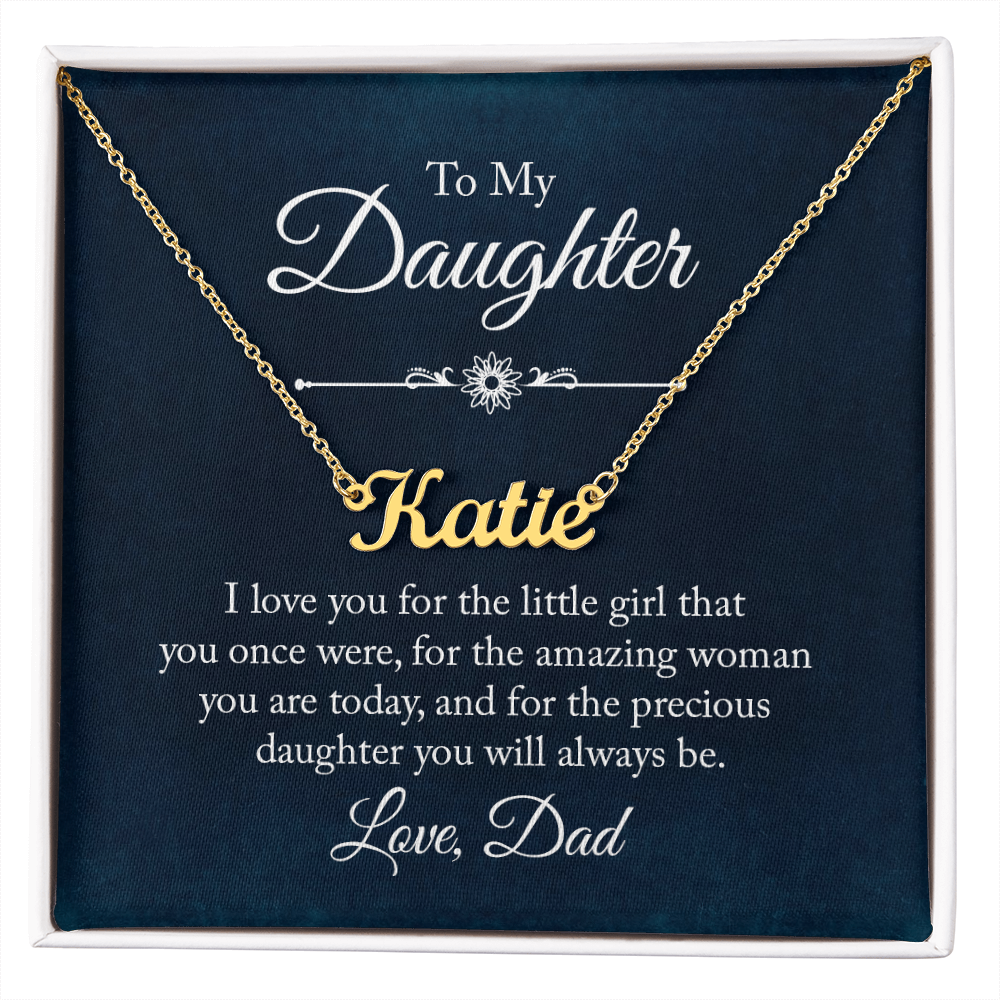 To My Beautiful Daughter – Personalized Name Necklace, A Heartfelt Gift from Dad
