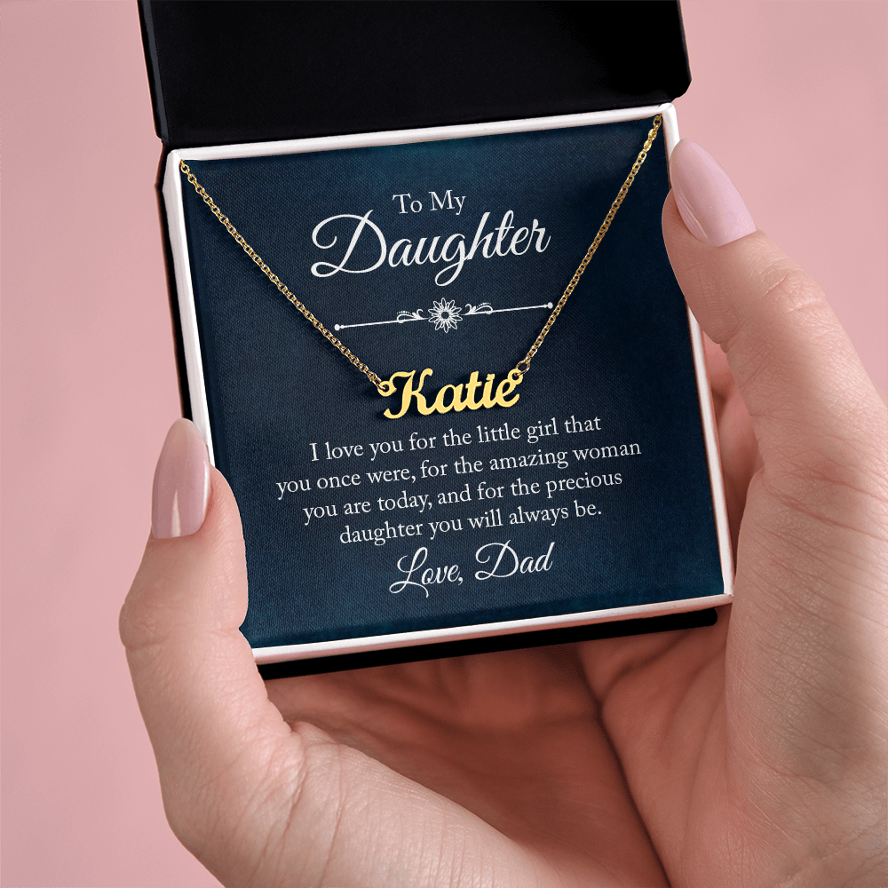 To My Beautiful Daughter – Personalized Name Necklace, A Heartfelt Gift from Dad