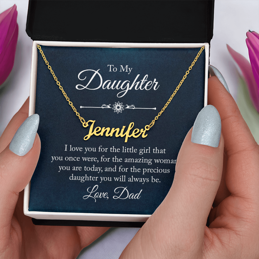 To My Beautiful Daughter – Personalized Name Necklace, A Heartfelt Gift from Dad