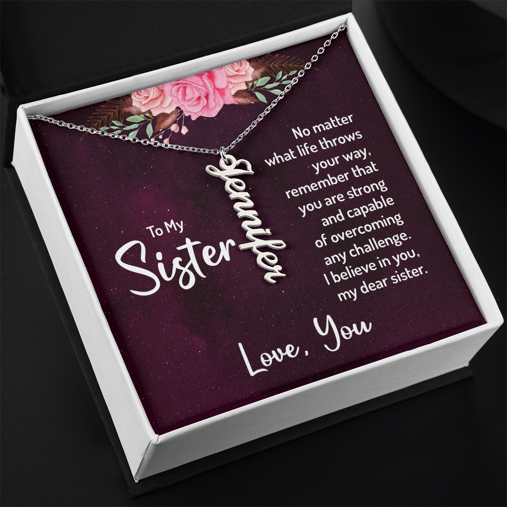 Personalized Vertical Name Necklace for My Beautiful Sister